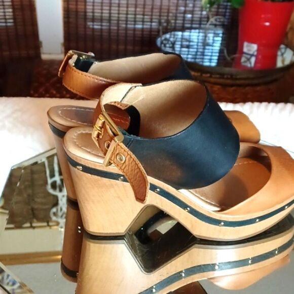 WKND Brown &Black Leather Studded Heels  38 = 7 - Picture 4 of 12